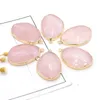 Collane con ciondolo Ciondoli in quarzo di pietra naturale Grande goccia d'acqua Cristallo rosa placcato in oro per creazione di gioielli Forniture per collana da donna fai da tePenda