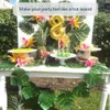 Dekorativa blommor kransar 90 stycken 6 slags konstgjorda palmblad tropiska blad dekorationer f￶r djungelfest dekorationer strand f￶delsedag luau hawaiian
