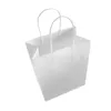 16*8*21cm 100pcs Kraft Paper White Clothes Packing Shopping Bags Fashion Handle Packaging Bag for Shoes Pants Garments Customized Logo On it Available