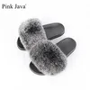 Розовая Java Arriva Summer Women Shoes Real Murs Slipper Girl Роскошные крытые слайды Пушистые большие сандалии оптом Y200423