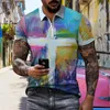 Camisa de impressão de polos masculino Homens de manga curta camisas de zíper casual de estilo tribal do estilo tribal Casual camiseta de verão Male dos homens de topsmen masculino '