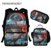 Twoheartsgirl 3in1Set 3D Animal Dinosaur Stampato Bookbags Cool Jurassic Park Ragazzi Zaino Adolescente Bambini Studenti Zaini LJ201225