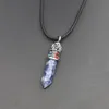 Mode Silver Crown Natural Stone Pillar Point hanger Rose Quartz Crystal Necklace vorm Maakt charmes sieraden accessoires