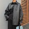Colore nero da uomo Lungo Pu Abbigliamento in pelle Zipper Capispalla Trench Russian Bomer Jacket Cappotto allentato per il tempo libero M-2XL 201128