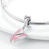 Charms Elegant Pink Love Ballet Shoe Bow Knot Dangle Charm Fit Bracelet Necklace Bead Plata 925 Silver DIY Jewelry Making WomenCharms CharmC