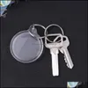 キーリング100pcs POキーチェーンサーカル透明ブランクアクリルインサート額縁キーリングホルダーdiy spli keychainshop dh0um