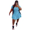 Vestido feminino de duas peças conjunto saia plissada lazer plus size roupas femininas roupas esportivas de verão S-5xl