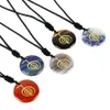 12 Color Gemstone Handmade Engrave Spiral Symbol Cho Ku Rei Pendant Natural Stone Crystal Reiki Healing Necklace Jewelry Accept Pattern Customization