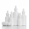 Bottiglie contagocce in vetro da 10 ml 15 ml 30 ml 50 ml 100 ml con pipette Bottiglie di olio essenziale bianco Tappo dorato per aromaterapia