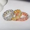 Cluster Rings Vintage Chain Micro Pave Lab Diamond Ring 925 Серебряное обручальное обручальное кольцо для женщин.