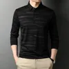 Polo da uomo High End Designer Fashion Brand Shirt Uomo Nero a righe Plain Coreano Casual Manica lunga Top AbbigliamentoUomo UomoUomo