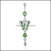 فنون الجسم الفراشة متدلية CZ BELLY BUNTING RING 316L SURCICAL STELL FLOWER DHAIR for Women Drop Deliver