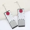 16 Pairs Tanjiro Earrings Anime Demon Slayer Earrings for Women Men Girls Double-sided Acrylic Hanafuda