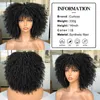 Kort haar afro kinky krullende pruiken met pony voor zwarte vrouwen cosplay lolita synthetische ombre gluuess blonde roze rode pruik curlcoo 220707