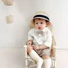 Milancel Autumn Baby Clothing Set Toddler Gentleman Boys Suit Bow Tie Blue and Shorts 2 PCS födelsedagskläder 220507