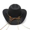 Klassischer Retro-Western-Cowboyhut aus Wolle für Herren und Damen, breite Krempe, Sonnenhut, Party, Reisen, Outdoor-Kappe