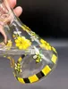 8.5 inch Mini Yellow Honeybee Glass Water Bong Beaker Hookahs 18mm Female Joint Beautiful Smoking Pipes