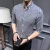 Shirts for Men Clothing Korean Slim Fit Half Sleeve Shirt Casual Plus Size Business Formal Wear Chemise Homme 5XL-M 220323