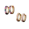 Fashion Hip Hop Jewelry Hoop Earring Colorful AAA Cubic Zirconia Copper 18K Guldörhängen för Woman Party Diamond Earring Circle Sydamerikansk valentinsdag gåva