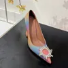 2023SS Designer Dress Shoes for Womens Amina Muaddi أعلى جودة الأزياء الفاخرة اللمعان الماس الكريستال