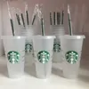Starbucks 24 unz/710 ml plastikowy kubek Zmień kolor Kolor konfetti guber bogi