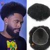 4MM Afro Kinky Curly Q6 Base Human Hair Lace Front Toupee For Men Durable Full Lace Replacement System Wigs Natural Hairline