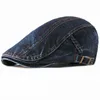 Solid Washed Denim Flat Men Cap Empty Vintage Newspaper Boy Style Ivy Cap Cabbie Gatsby Pet Boina Beret Hat Jean Summer Visor J220722