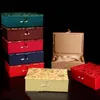 4PCS Luksusowe chińskie jedwabne biżuterię Brocade Rectangle Bawełniane bawełniane pudełka na prezentowe pudełka na prezenty Długie naszyjniki