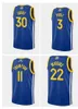 2022 Campeão das finais 30 Basquete 22 Wiggins 3 camisas de Poole 11 Thompson sem mangas 75th Blue Black Kingcaps Store Jersey