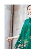3D-напечатанная круглая шея мода свободна большая женская платья. Простая корейская строчка с тремя четвертями рукава Женская одежда
