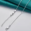 925 Sterling Silver Box Chain Heart Smooth Bead Pendant Halsband för kvinnor Fashion Wedding Charm Jewelry