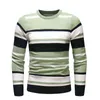 Herbst Winter Neue Mode Männer Rundhals Pullover Kleid Casual Gestreiften Slim Fit Warme Pullover Tiefe Shirt Top L220801