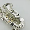 Imagens reais R54 saxofone alto Eb Tune Sliver banhado a madeira profissional com acessórios de capa 54 Tenor Sax98431033312956
