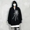 Heren Hoodies Sweatshirts Y2K Strass Skelet Mannen Gothic Zwart Zip Up Oversized Vrouwelijke Retro Harajuku Capuchon Outfit Unisex