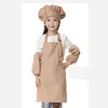 Child Apron Kids Sleeve Hat Pocket Kindergarten Kitchen Baking Painting Cooking Drink food Enfant Tablier Delantal print Y220426