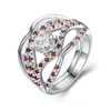 Wedding Rings 2pcs Luxury Precision Jewelry Sets Ring For Women Orange And White Zircon Engagement RingsWedding