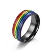 Rainbow Flag Gay Titanium Steel Ring 18K Gold Plating Lala Ring Wholesale