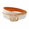 Ladies Belt Fashion Ladie Smooth Two Loop Buckle Leather leather Girls Belts Black White Brown Red