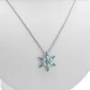 Pendant Necklaces Sparkling Crystal Frozen Snowflake Necklace Women Shiny Blue Flower Zircon Chokers Ladies Girls Birthday GiftPendant