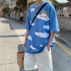 Funny Cloud Print Men's T-Shirt Harajuku Plus Size Loose Summer Simple Clothes Casual Style Short-Sleeved Couple Tops 220713