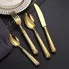 High-end Luxury Stainless Steel Spoons Fork Table Knife Tea-spoon Hollow Embossed Handle Flatware Retro Cutlery Soup Spoon Dining Utensils ZL1234