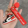 9 Colors Designer Silicone 3D Sneaker with Hand Rope Top Key Ring for Men Women Fashion Shoes Basketball Keychain