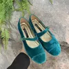 Vintage Velours Appartements Perle Bouton Bout Carré Mary Janes Mode Casual Chaussures Femmes Confort Mocassins Chaussures pour Le Travail En Cuir Appartements 220812