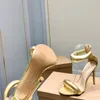 Gianvito Rossi 2022デザイナーヒール高品質の女性サンダル100％レザーヒールサマークリスタルウェディングドレスシュー