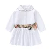 Baby Girls Sukienki z długim rękawem Zwężenie kołnierz Dziewczyna Księżniczka Sukienka z Bowknot Cotton Kids Plaid Spódnice 16 lat 4139283