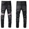 Mode Mens Jeans Cool Style Luxury Designer Denim Pant Estruerad Ripped Biker Black Blue Slim Fit Motorcykelstorlek 28-40 UU5Y