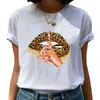 Sexy New Womens Summer T-shirt Stand Collar Labbra stampate Top Tees Senza maniche Donna Acetato Taglia S-3XL