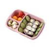 Mikrovågsugn Lunch Box Vete Straw Bento med fack, Picnic Food Container School, Office Bento Box