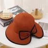 2022 Nya kvinnor Bow Summer Visors Straw Hat Foldbar Sun Cap Wide Large Brim Hats Ladies Beach UV Protection Bonnet