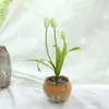 Decorative Flowers & Wreaths Artificial Tulip Flower Plant Potted Bonsai Green Fake Garland Home Decor Plastic Holiday Products Wedding Part